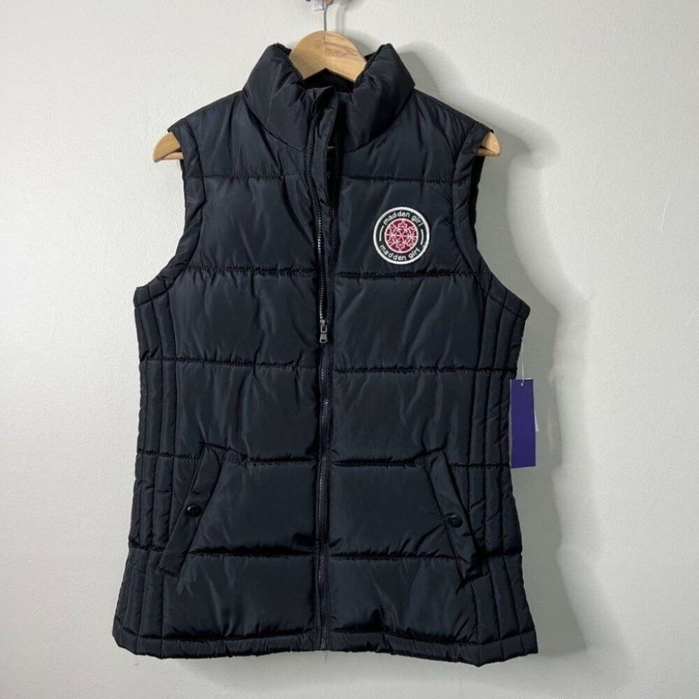 NEW Madden Girl Black Puffer Front Zip Vest, Size M